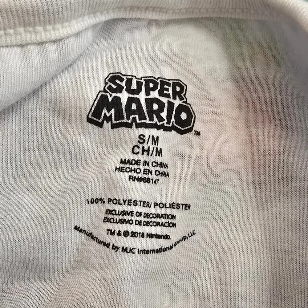 NWT Nintendo Super Mario Fleece Zip Up One-Piece Pajamas Blue Size S Small